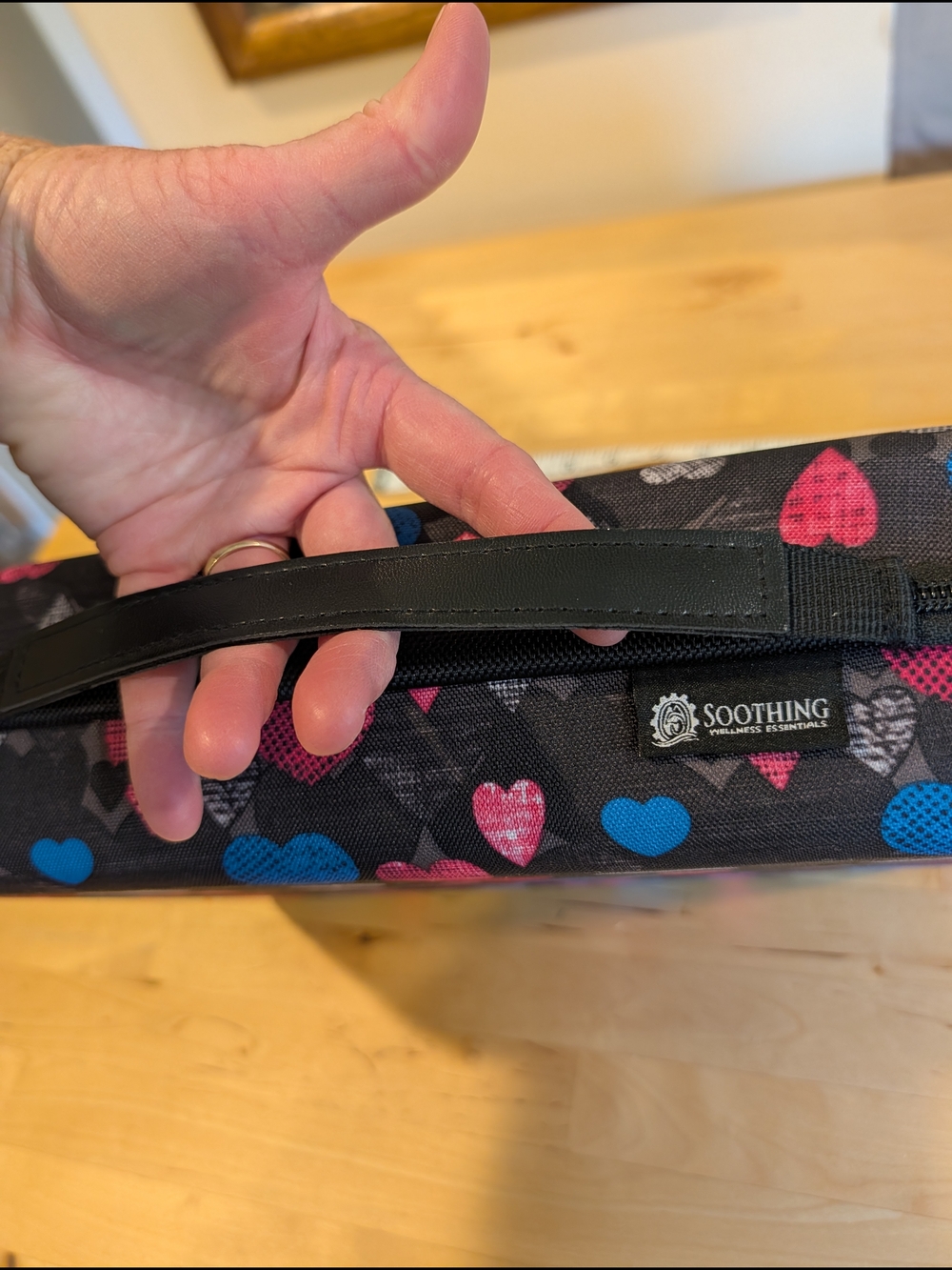 Soothing Wellness Essentials Heart Print Travel Case - Black, Pink & Blue - Picture 1 of 10